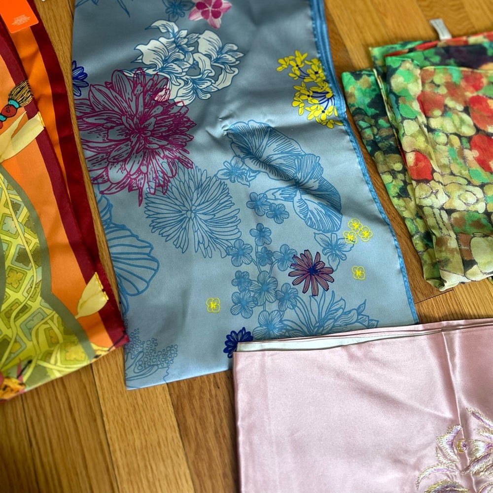 Lot of 3 Chinese 100% Silk Scarves